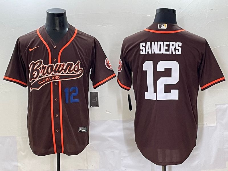 Men 2025 Cleveland Browns #12 Sanders Brown Joint Name Nike Limited NFL Jersey style 3